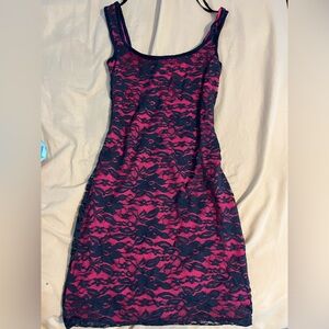 Lily Rose Black and Pink Lace Mini Dress